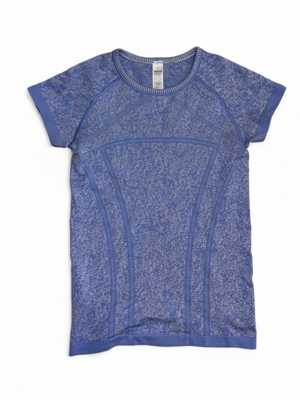 Blue Lululemon Iviva girls short sleeve exercise shirt